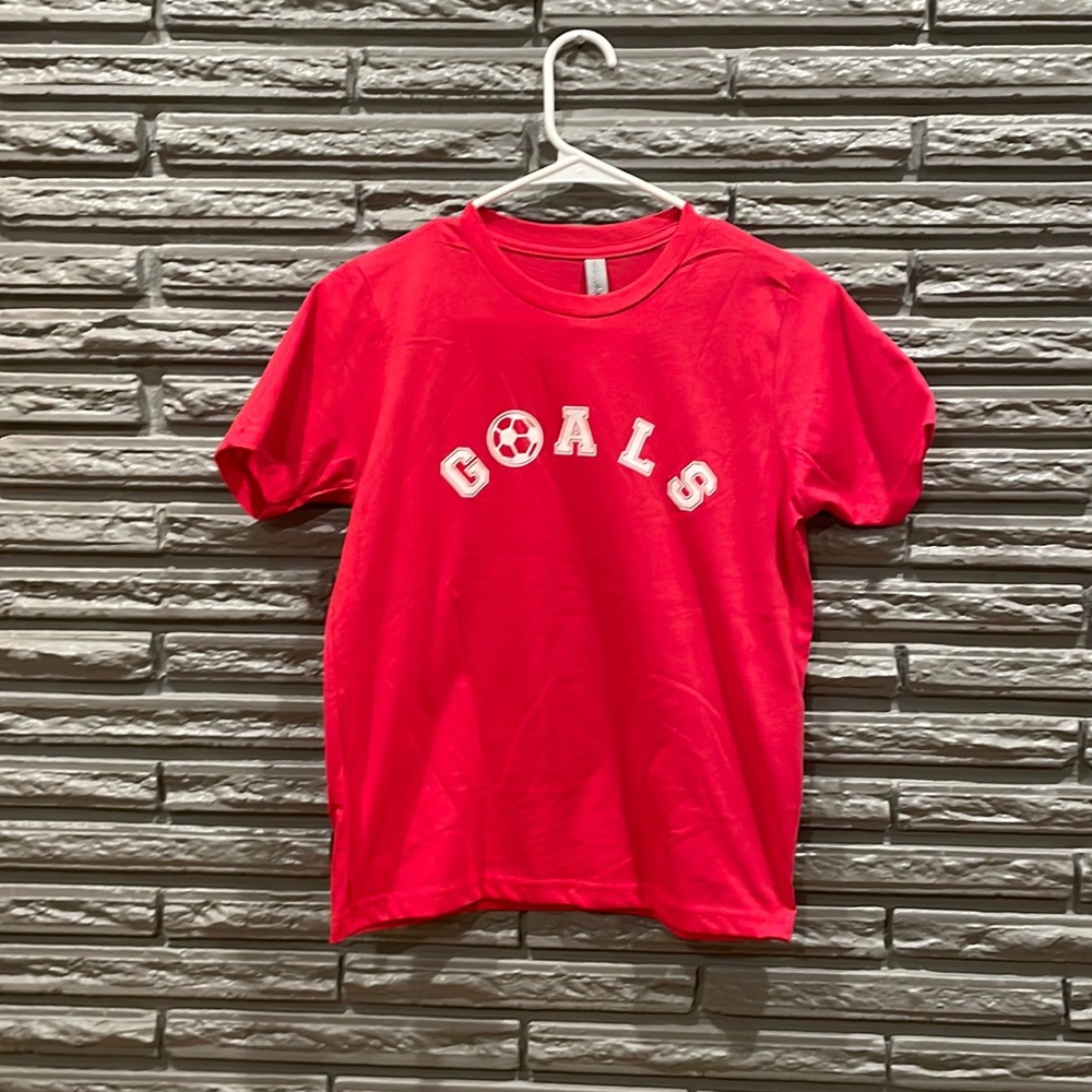Goals Soccer Kids Graphic T Shirt Red Heather New With Tags